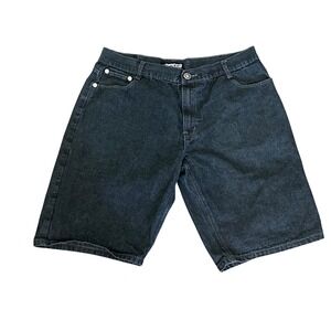 Mecca DNM Baggy Denim Shorts Black Embroidered Jorts Y2K Skater Streetwear Sz 40